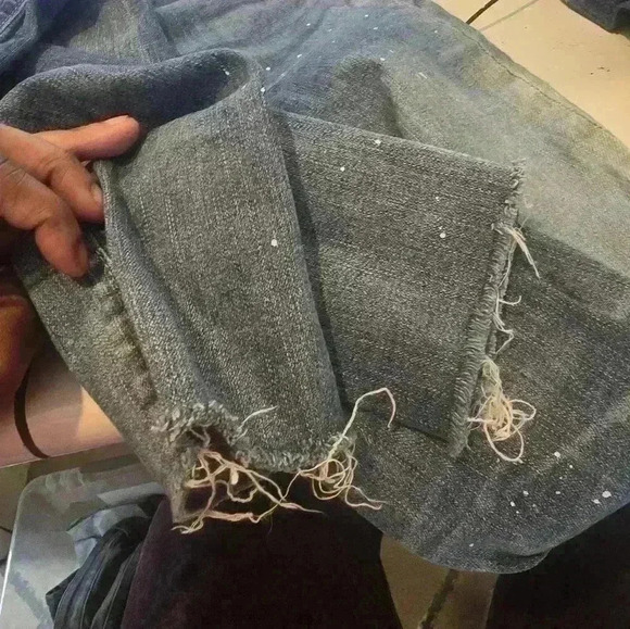 P7034 ag legging ankle white paint splatter distressed jeans size 27 - Picture 4 of 7